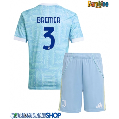 Maglie da calcio Juventus Gleison Bremer #3 Seconda Maglia Bambino 2025-26 Manica Corta + Pantaloni corti)